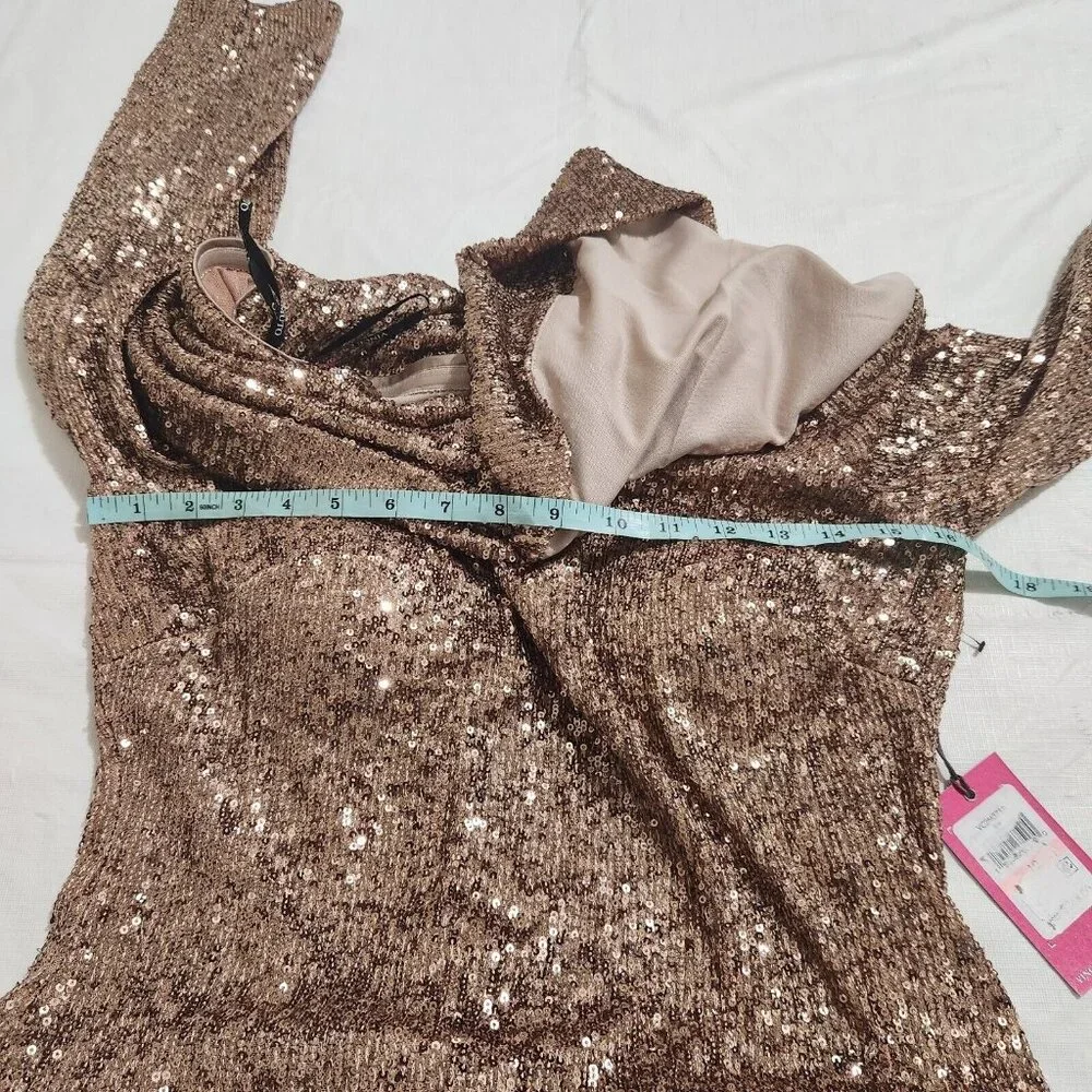 Vince Camuto Sequin Draped Off-the-Shoulder Sweetheart Neck Size 10 Dress (CJ8) - Picture 7 of 12